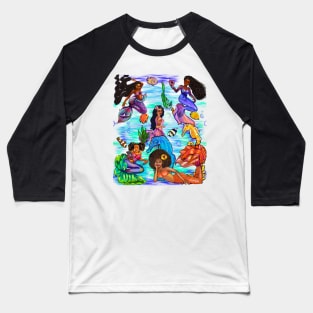 Underneath the sea - Mermaid and fish - Magical  mermaids frolicking beneath the waves Baseball T-Shirt